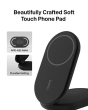 Load image into Gallery viewer, Belkin 3-in-1 MagSafe-Compatible iPhone Charger 15W, Foldable Magnetic Qi2-Certified Wireless Charging Station for iPhone 16, Apple Watch Series 10, AirPods 4, and More