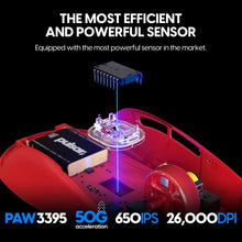 Load image into Gallery viewer, Pulsar Gaming Gears X2 Wireless Gaming Mouse, Ultra Lightweight, Symmetrical, 2.4 Ghz 1 ms, 26000 DPI, Optical Sensor PAW3395, TTC Gold Encoder (Renewed)