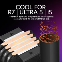 Load image into Gallery viewer, Cooler Master Hyper 411 Nano CPU Air Cooler, SickleFlow 92 PWM Fan, 4 Copper Heat Pipes, 136mm Tall, Sleek Top Cover, AMD Ryzen AM5|AM4, Intel LGA 1851|1700 Brackets