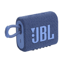 Load image into Gallery viewer, JBL Go 3 Eco: Portable Speaker with Bluetooth, Built-in Battery, Waterproof and Dustproof Feature - Blue (Renewed)