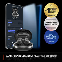 Load image into Gallery viewer, SteelSeries Arctis GameBuds for PlayStation/PC/Switch/Mobile - 2.4GHz + Bluetooth 5.3 Earbuds - Active Noise Cancelling - Water Resistant IP55 - Black (Renewed)