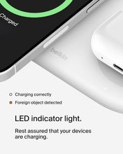 Load image into Gallery viewer, Belkin 3-in-1 MagSafe-Compatible Wireless Charging Pad with Qi2 15W - iPhone Charger - Fast Charging Wireless Charging Station for iPhone 17, 16, & 15 Series, AirPods, Apple Watch, & More - Black