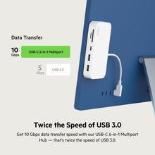 Load image into Gallery viewer, Belkin USB-C 6-in-1 Multiport Hub with Mount, USB-C Docking Station with MicroSD Card Reader, Powered USB Hub, Compatible with MacBook, Chromebook, iMac, PC, and Other USB-C Devices - White