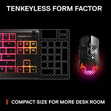 Load image into Gallery viewer, SteelSeries Apex 3 TKL RGB Gaming Keyboard – Tenkeyless Compact Form Factor - 8-Zone RGB Illumination – IP32 Water & Dust Resistant – Whisper Quiet Gaming Switch – Gaming Grade Anti-Ghosting,Black