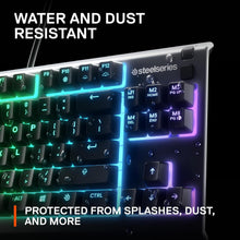 Load image into Gallery viewer, SteelSeries Apex 3 TKL RGB Gaming Keyboard – Tenkeyless Compact Form Factor - 8-Zone RGB Illumination – IP32 Water & Dust Resistant – Whisper Quiet Gaming Switch – Gaming Grade Anti-Ghosting,Black