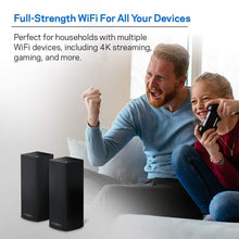 Load image into Gallery viewer, Linksys WHW0302B Velop Intelligent Mesh WiFi System: AC4400, Tri-Band Wi-Fi Router, Wireless Network for Full-Speed Home Coverage (Black, 2-Pack)