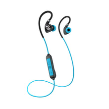 Load image into Gallery viewer, JLab Fit 2.0 Bluetooth Enabled Wireless Sports Earbuds, Bluetooth 4.1, 10mm Titanium Drivers, 6 Hour Battery Life, IP55 Sweatproof, Flexible Memory Wire, Blue