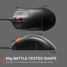 Load image into Gallery viewer, SteelSeries Esports FPS Gaming Mouse – Ultra Lightweight – Prime + Edition – 5 Programmable Buttons – 18K CPI TrueMove Pro Sensor – Magnetic Optical Switches – Customization - RGB Lighting – PC/Mac