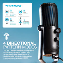 Load image into Gallery viewer, JLab Talk Pro USB Microphone, USB-C Output, Cardioid, Omnidirectional, Stereo, Bidirectional, 192k Sample Rate, 20Hz-20kHz Frequency Response, Volume, Gain Control, Quick Mute, Plug & Play