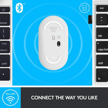 Load image into Gallery viewer, Logitech Pebble Wireless Mouse, Bluetooth or 2.4 GHz with USB Mini-Receiver, Silent, Slim Computer Mouse with Quiet Click for Laptop/Notebook/PC/Mac - White (Renewed)