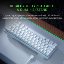 Load image into Gallery viewer, Razer Huntsman Mini 60% Gaming Keyboard: Clicky Optical Switches - Rapid Trigger Mode - Chroma RGB Lighting - PBT Keycaps - Onboard Memory - Snap Tap - White (Renewed)