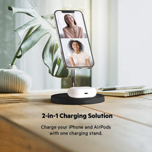 Load image into Gallery viewer, Belkin MagSafe 2-in-1 Wireless Charger, 15W Fast Charging iPhone Charger Stand for iPhone 13, 12, Pro, Pro Max, Mini, AirPods