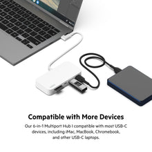Load image into Gallery viewer, Belkin USB-C 6-in-1 Multiport Hub with Mount, USB-C Docking Station with MicroSD Card Reader, Powered USB Hub, Compatible with MacBook, Chromebook, iMac, PC, and Other USB-C Devices - White