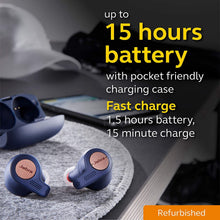 Load image into Gallery viewer, Jabra Elite Active 65t Alexa Enabled True Wireless Sports Earbuds with Charging Case – Copper Blue (Renewed)