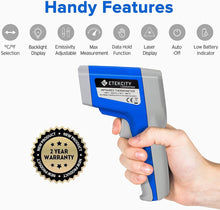 Load image into Gallery viewer, Etekcity Gun Non-contact-58°F ~1022°F (-50°C ~ 550°C) ith Adjustable Emissivity & Max Measure for Meat Refrigerator Pool Oven, Blue