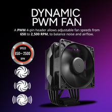 Load image into Gallery viewer, Cooler Master Hyper 411 Nano CPU Air Cooler, SickleFlow 92 PWM Fan, 4 Copper Heat Pipes, 136mm Tall, Sleek Top Cover, AMD Ryzen AM5|AM4, Intel LGA 1851|1700 Brackets