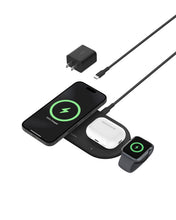 Load image into Gallery viewer, Belkin 2-in-1 Wireless Charging Pad w/ Qi2 15W + Additional USB-C Port - MagSafe-Compatible Charger, Charging Station for iPhone 16 & 15 Series, Samsung Galaxy S25 Series, AirPods, & More - White
