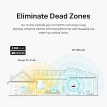 Load image into Gallery viewer, TP-Link AC750 WiFi Extender (RE230), Covers Up to 1200 Sq.ft and 20 Devices, Dual Band WiFi Range Extender, WiFi Booster to Extend Range of WiFi Internet Connection, OneMesh Compatible
