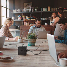 Load image into Gallery viewer, Belkin Power Strip Surge Protector - 4 Multiple Outlets & 4 USB Charger Ports, Cube Outlet Extender for MacBook, iPhone 11/12 Pro Max, Galaxy S20+/Note 20 Ultra, Home, Office, Travel & Desktop - Black