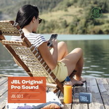 Load image into Gallery viewer, JBL Go 3 Eco: Portable Speaker with Bluetooth, Built-in Battery, Waterproof and Dustproof Feature - Blue (Renewed)