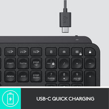 Load image into Gallery viewer, Logitech MX Keys Advanced Wireless Illuminated Keyboard, Tactile Responsive Typing, Backlighting, Bluetooth, USB-C, Apple macOS, Microsoft Windows, Linux, iOS, Android, Metal Build (Black)