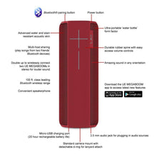 Load image into Gallery viewer, Ultimate Ears UE MEGABOOM Wireless Bluetooth Speaker Waterproof and Shockproof - Lava Red (Renewed)