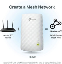 Load image into Gallery viewer, TP-Link AC750 WiFi Extender (RE220), Covers Up to 1200 Sq.ft and 20 Devices, Up to 750Mbps Dual Band WiFi Range Extender, WiFi Booster to Extend Range of WiFi Internet Connection