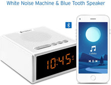 Load image into Gallery viewer, White Noise Machine with Bluetooth Speaker LCD Digital Clock, Timer & Memory Function, Portable Rechargeable Sound Machine for Sleeping Baby, Office Privacy, or Travel, 2 Year Warranty