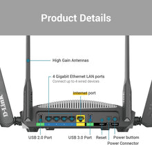 Load image into Gallery viewer, D-Link WiFi Router AC3000 EasyMesh Smart Internet Network Compatible with Alexa & Google Assistant, MU-MIMO Tri Band Gigabit Gaming Mesh (DIR-3040-US)