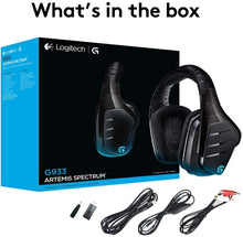 Load image into Gallery viewer, Logitech G933 Artemis Spectrum – Wireless RGB 7.1 Dolby and DTS Headphone Surround Sound Gaming Headset – PC, PS4, Xbox One, Switch, and Mobile Compatible – Advanced Audio Drivers – Black