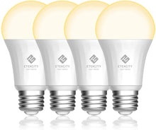 Load image into Gallery viewer, Etekcity ESL100 Smart Light Bulb Works with Alexa, Google Home and IFTTT, A19 E26 Soft White Dimmable LED, 9W (60W Equivalent), 806LM, 2700K, No Hub Required, 4 Pack