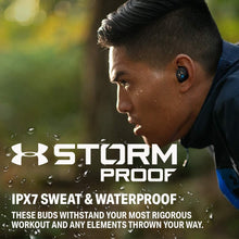 Load image into Gallery viewer, Under Armour True Wireless Flash X– Engineered by JBL® - True Wireless bluetooth earbuds, waterproof headphones, microphone, Bionic hearing, up to 25 hours battery (Black)