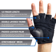 Load image into Gallery viewer, Harbinger Women's Power Weightlifting Gloves with StretchBack Mesh and Leather Palm (Pair) (2017 Model)