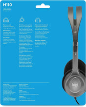 Load image into Gallery viewer, Logitech Stereo Headset H110, Standard Packaging, Silver (Renewed)