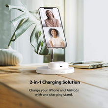 Load image into Gallery viewer, Belkin MagSafe 2-in-1 Wireless Charging Stand for Apple iPhone 16, iPhone 15, iPhone 14, &amp; iPhone 13 Series &amp; AirPods - MagSafe Fast Charging Station for Multiple Devices - Black
