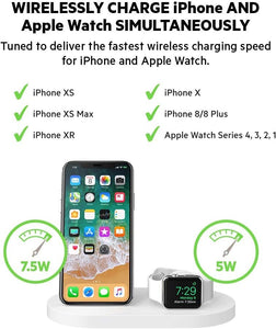 Belkin 3-In-1 Wireless Charging Station - Fast Wireless Charging For Apple Iphone 14, Iphone 13 & Iphone 12 Series & Apple Watch (All Series) - With Additional USB A Port For Multiple Devices (White)