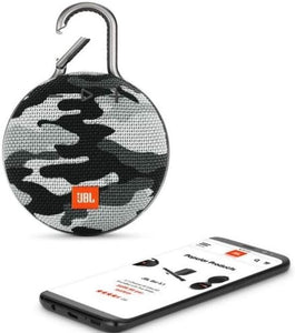 JBL Clip 3 Portable Waterproof Wireless Bluetooth Speaker - Black Camo (Renewed)