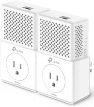 Load image into Gallery viewer, TP-Link AV1000 Gigabit Powerline ethernet Adapter kit, Power Outlet Pass-through, Powerline speeds Up to 1000Mbps (TL-PA7010P KIT) (Renewed)
