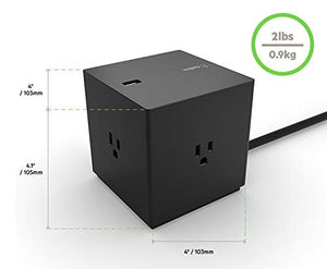 Belkin Power Strip Surge Protector - 4 Multiple Outlets & 4 USB Charger Ports, Cube Outlet Extender for MacBook, iPhone 11/12 Pro Max, Galaxy S20+/Note 20 Ultra, Home, Office, Travel & Desktop - Black