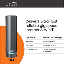 Load image into Gallery viewer, Arris Surfboard - G34- Renewed - DOCSIS 3.1 Gigabit Cable Modem &amp; Wi-Fi 6 Router (AX3000), Approved for Comcast Xfinity, Cox, Spectrum &amp; More, Four 1 Gbps Ports, 1 Gbps Max Speeds - Renewed
