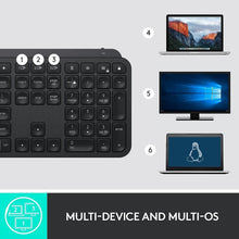 Load image into Gallery viewer, Logitech MX Keys Advanced Wireless Illuminated Keyboard, Tactile Responsive Typing, Backlighting, Bluetooth, USB-C, Apple macOS, Microsoft Windows, Linux, iOS, Android, Metal Build (Black)
