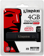 Load image into Gallery viewer, Kingston Digital 4GB USB 3.0 DT4000 G2 256 AES FIPS 140-2 Level 3 Encrypted (DT4000G2DM/4GB)

