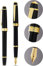 Load image into Gallery viewer, Cross Bailey Light Polished Black Resin and Gold Tone Extra Fine Nib Fountain Pen
