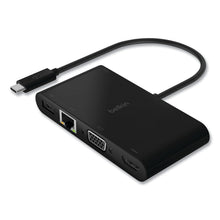Load image into Gallery viewer, Belkin USB-C Multimedia + Charge Adapter, 4K HDMI/USB-A/USB-C/VGA, 4.9 ft, Black
