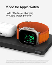 Load image into Gallery viewer, Belkin 3-in-1 MagSafe-Compatible Wireless Charging Pad with Qi2 15W - iPhone Charger - Fast Charging Wireless Charging Station for iPhone 16, 15, &amp; 14 Series, AirPods, Apple Watch, &amp; More
