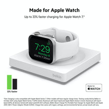 Load image into Gallery viewer, Belkin Apple Watch Charger - Fast Wireless Charging Pad - Travel Charger with Nightstand Mode - MagSafe Charging Station W/USB-C Cable Included for Apple Watch (All Models) - White
