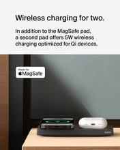 Load image into Gallery viewer, Belkin 2-in-1 Wireless Charging Pad with MagSafe 15W, Fast Charging iPhone Charger - Wireless Charging Station for iPhone 17, 16, 15, and 14 Series, AirPods, and Other MagSafe Enabled Devices - Black
