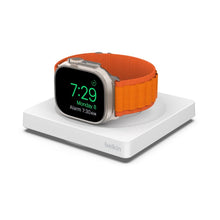 Load image into Gallery viewer, Belkin Apple Watch Charger - Fast Wireless Charging Pad - Travel Charger with Nightstand Mode - MagSafe Charging Station W/USB-C Cable Included for Apple Watch (All Models) - White
