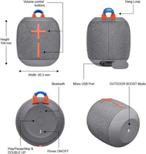 Load image into Gallery viewer, UE WONDERBOOM 2 Portable Waterproof Bluetooth Speaker, Bulk Packaging, ICE Grey (Renewed)
