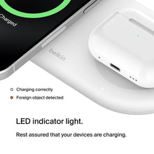 Load image into Gallery viewer, Belkin 3-in-1 MagSafe-Compatible Wireless Charging Pad with Qi2 15W - iPhone Charger - Fast Charging Wireless Charging Station for iPhone 17, 16, &amp; 15 Series, AirPods, Apple Watch, &amp; More - Black
